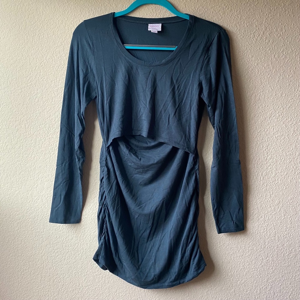 Dark Green Boob Maternity Tunic LS M